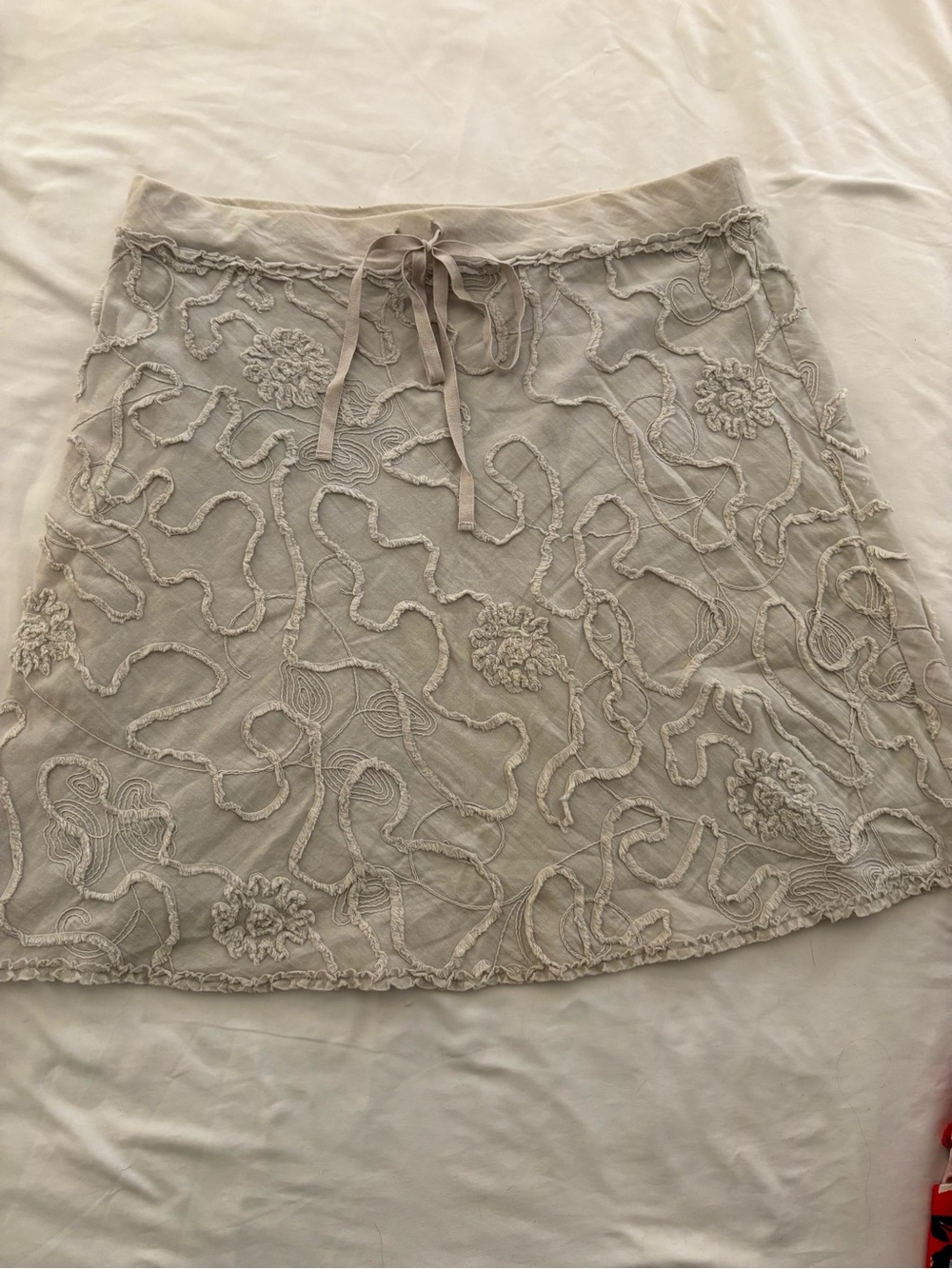 Max Studio light gray Embroidered A-Line Skirt